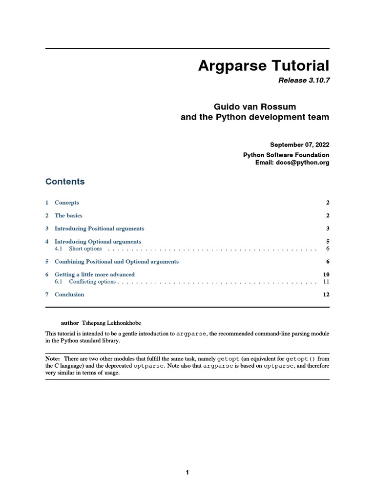 Howto argparse pdf parameter computer programming python