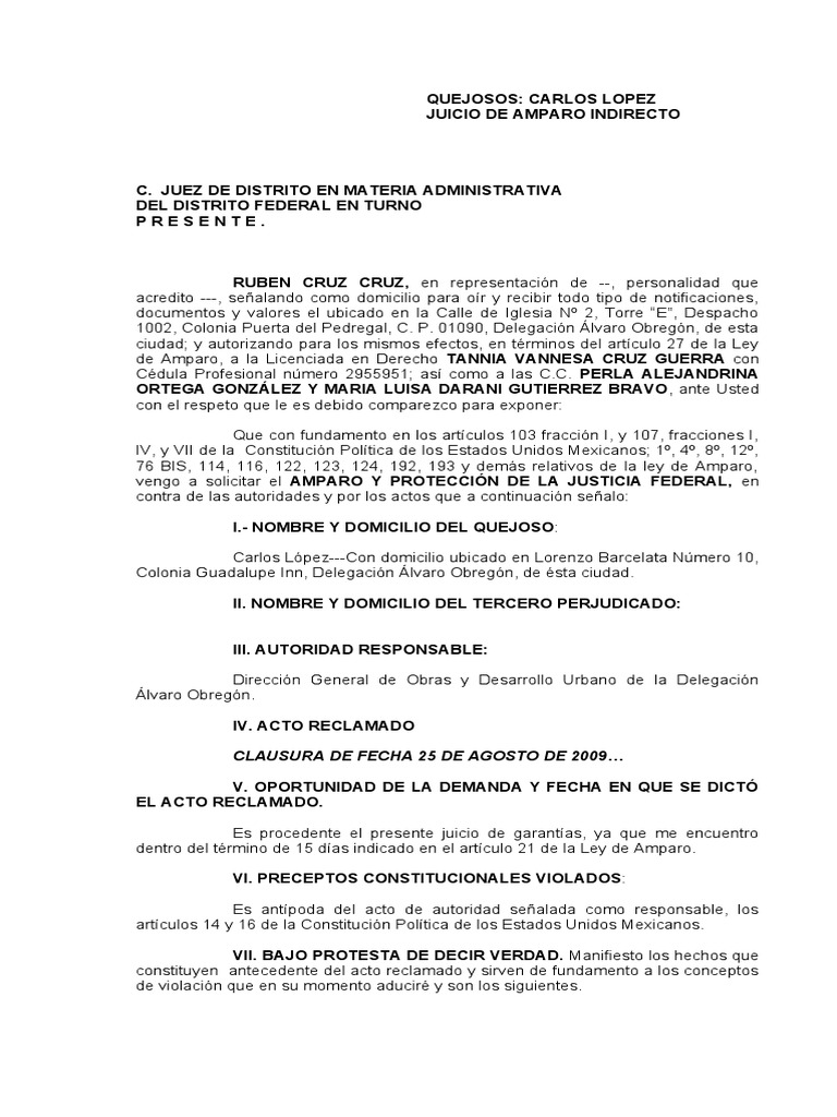 Amparo Indirecto de Carlos López | PDF | Justicia | Crimen y violencia