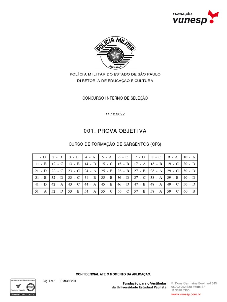 Gabarito CFS I 2023 PDF PDF
