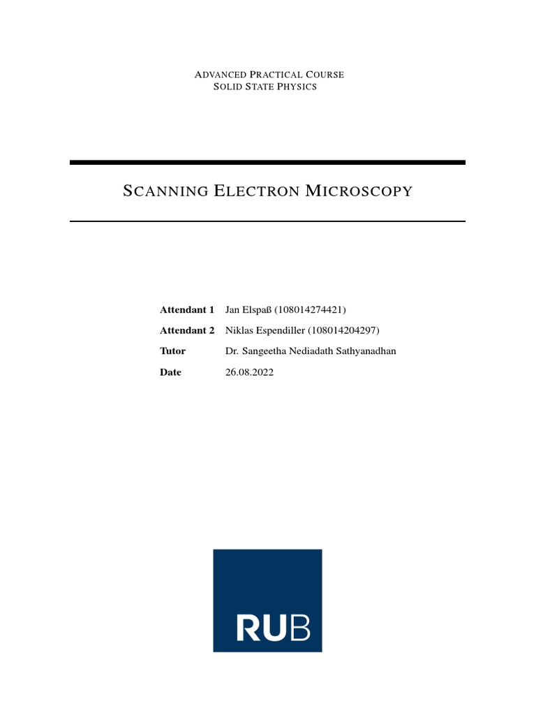 Scanning Electron Microscopy Course Guide | PDF | Scanning Electron ...