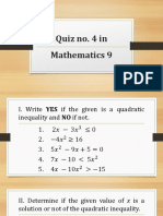 Quiz No. 4 in Math 9