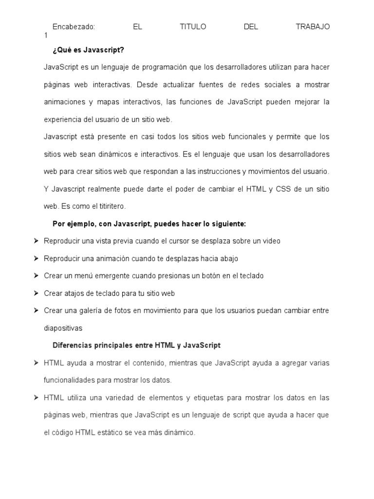 Diferencias entre HTML y JavaScript | PDF | Script Java | HTML