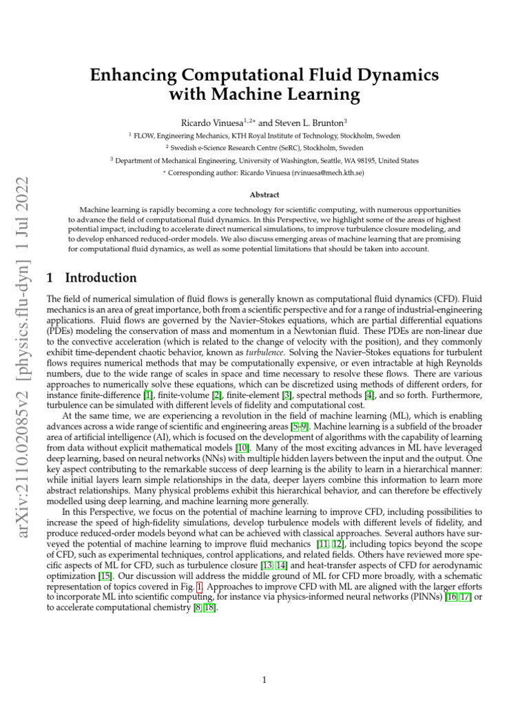 Enhancing Computational Fluid Dynamics With Machine Learning PDF