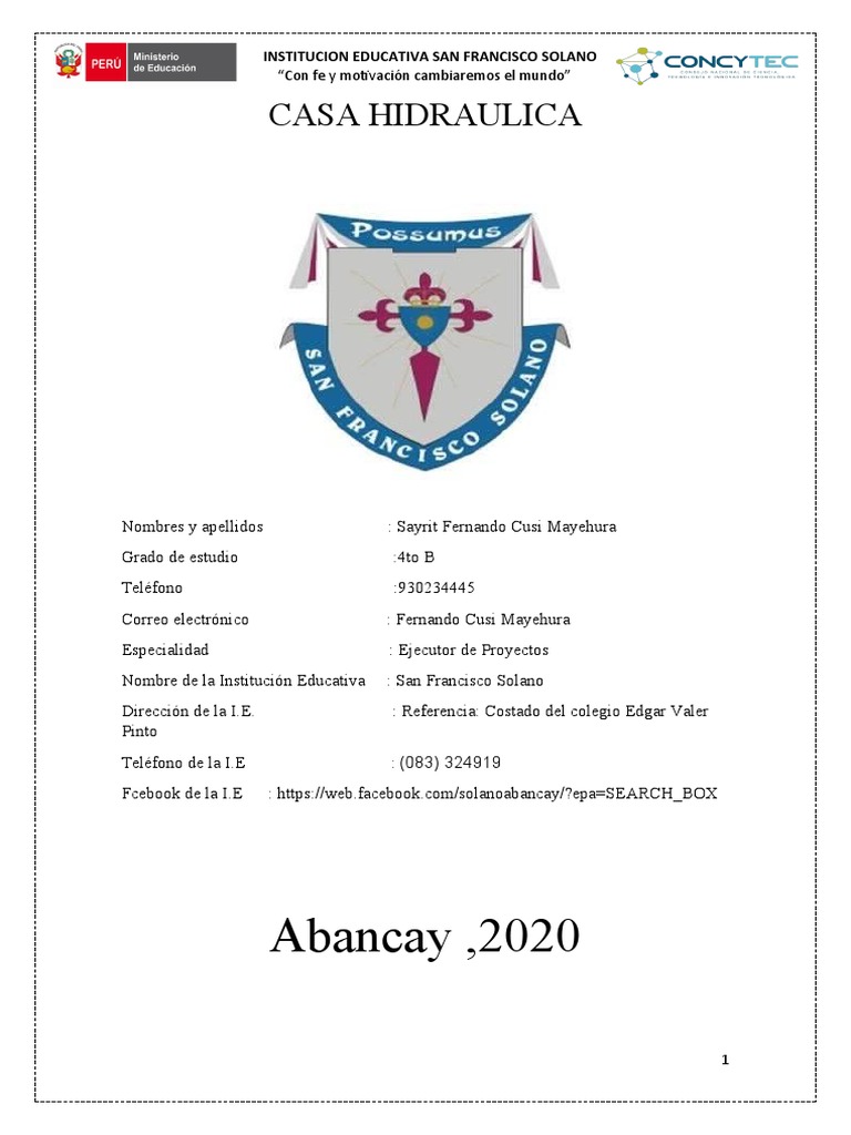 Casa Hidraulica Trabajo de Investigacion | PDF