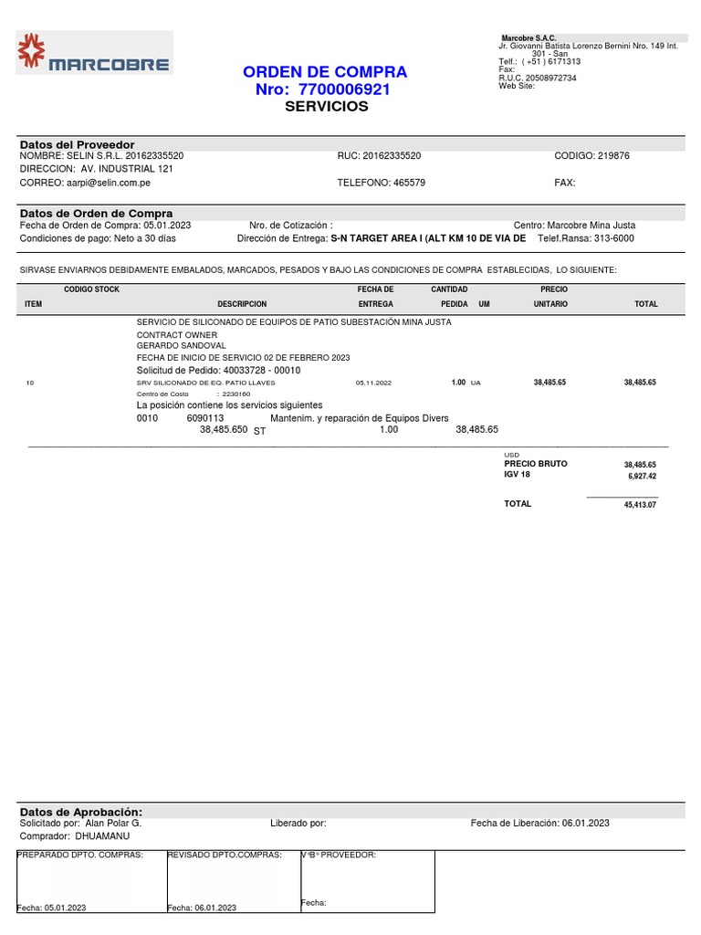 Orden de Compra - 7700006921 | PDF | Seguro | Derecho civil (sistema legal)