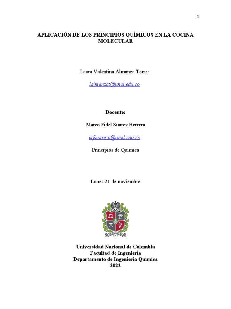 COMIDA MOLECULAR Apa | PDF | Alimentos | Gel