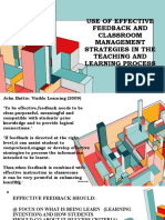 Use of Effective Feedback and Classroom Management Strategies
