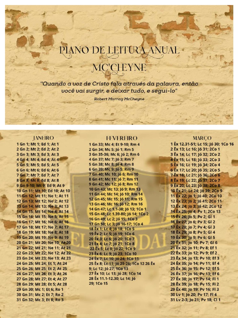 Plano de Leitura Bíblica M'Cheyne | PDF