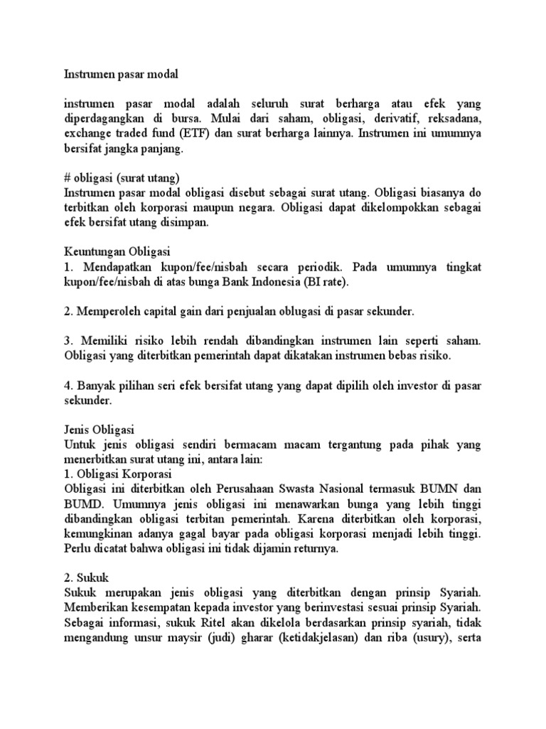 Instrumen Pasar Modal Pdf