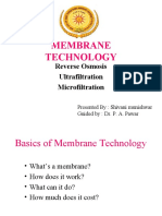 Membrane Technology: Reverse Osmosis Ultrafiltration Microfiltration
