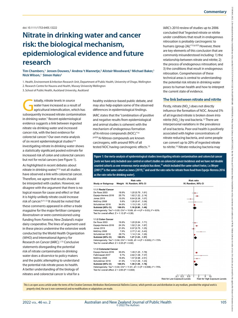 Aus NZ J of Public Health 2022 Chambers Nitrate in Drinking Water