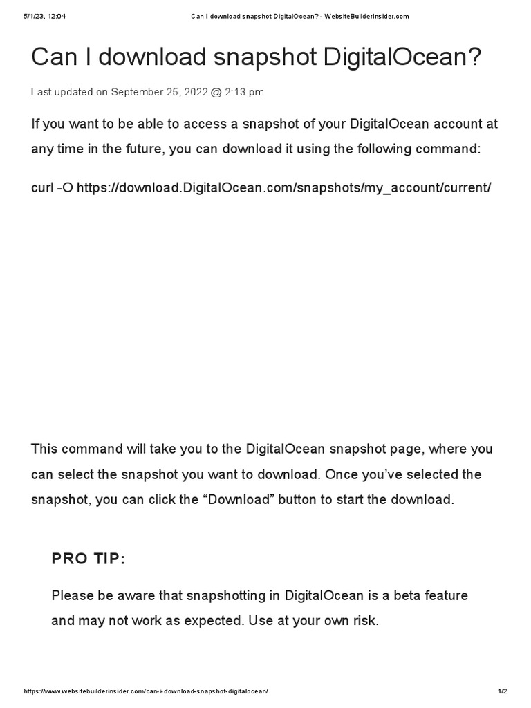 How Can I Download Snapshot DigitalOcean PDF
