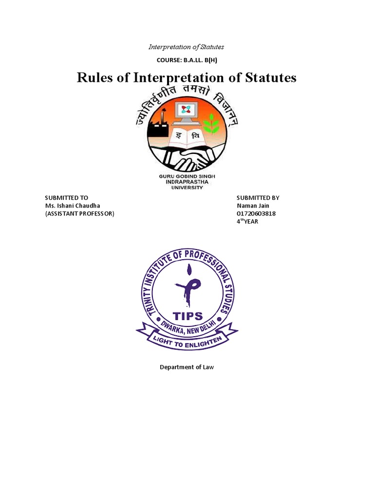 Interpretation of Statutes PDF Statutory Interpretation Plain