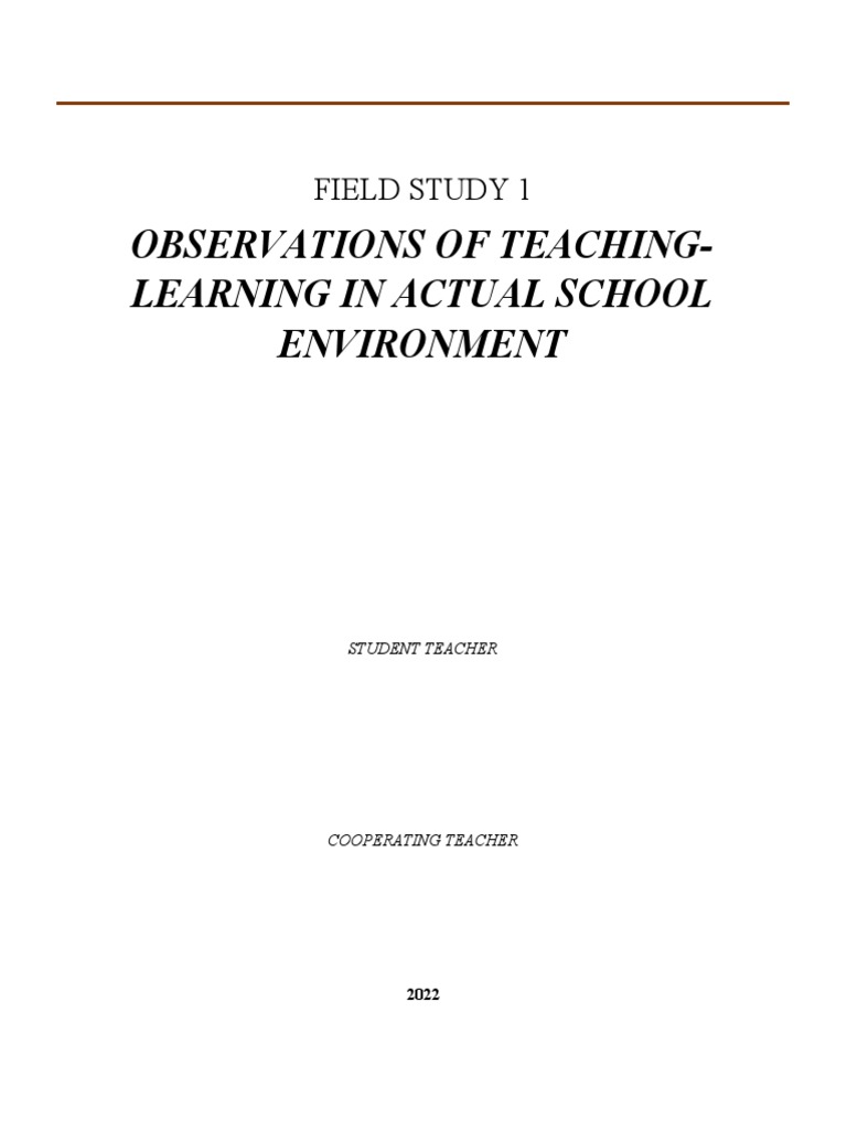 School Environment Observation Guide | PDF | Career & Growth