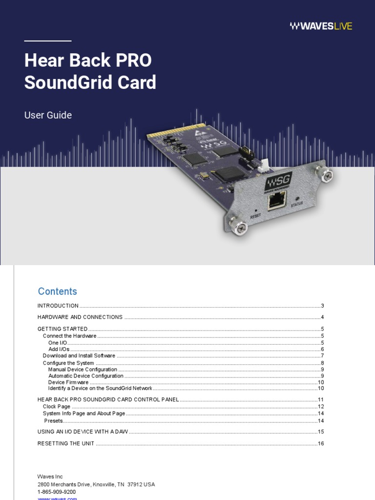 Hear Back PRO SoundGrid Card Guide | PDF | Network Switch | Computer ...