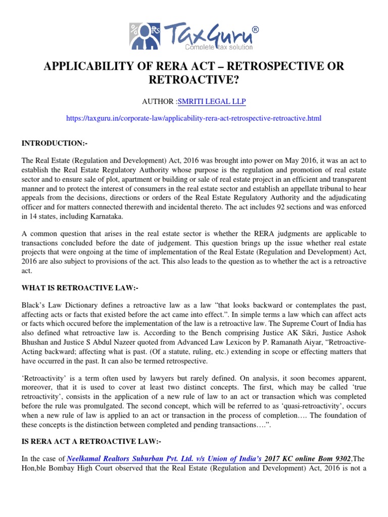 Retrospective or Retroactive Imarat Nirman Ain Case Law PDF Ex