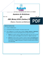 Answer and Solutions - JEE - Main 2023 - PH 1 - 24 01 2023 - Evening - Shfit 2 PDF
