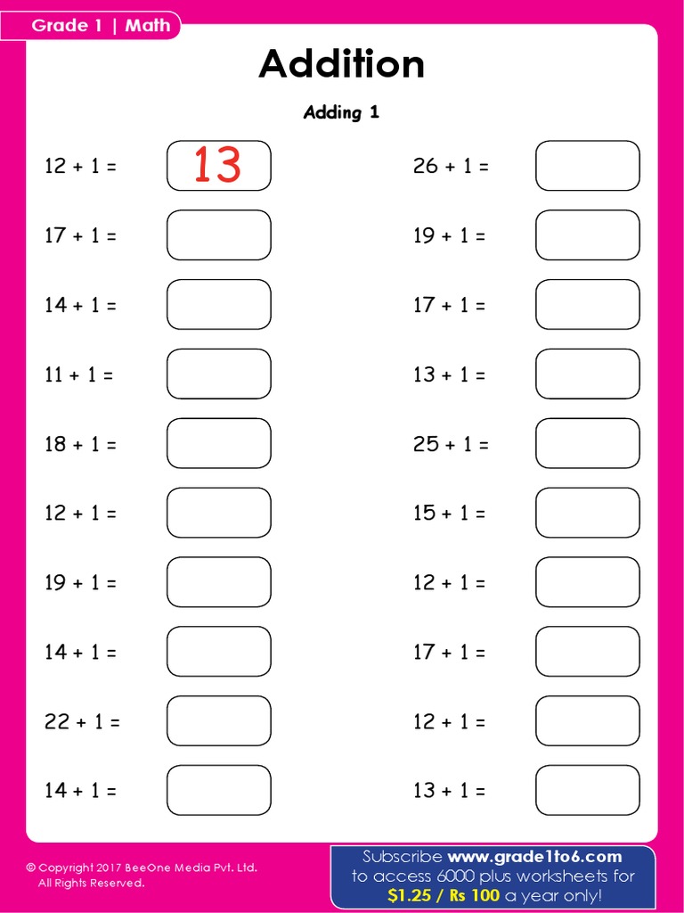 Class 1 Math Worksheet | PDF