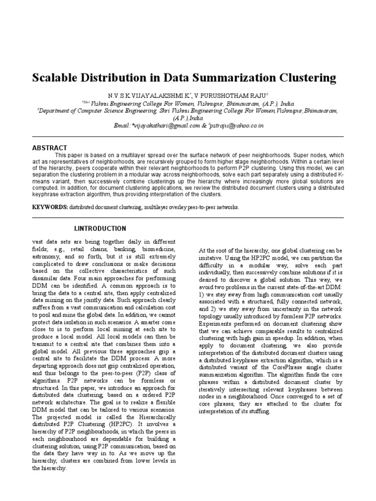 Scalable Distribution in Data Summarization Clustering | PDF | Cluster ...