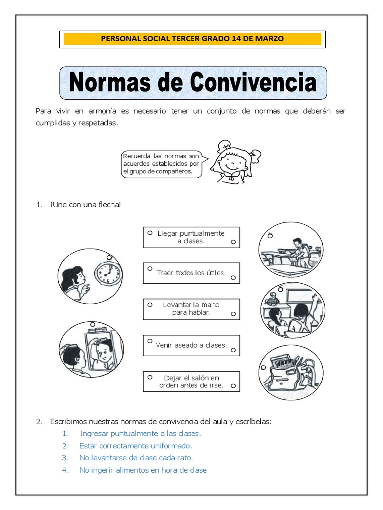 Normas de convivencia para tercer grado | PDF