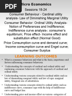 Microeconomics I Session 18-24 Consumer Behaviour