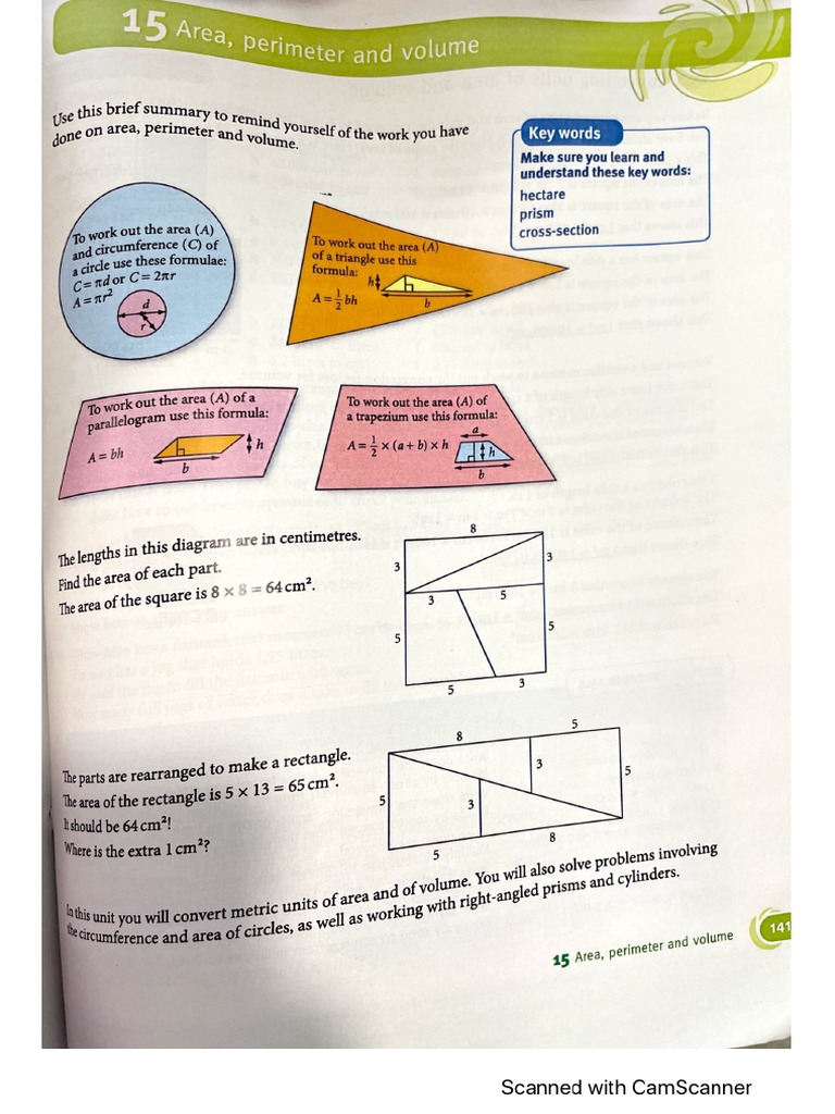 Unit 15 Area, Perimeter and Volume Book | PDF