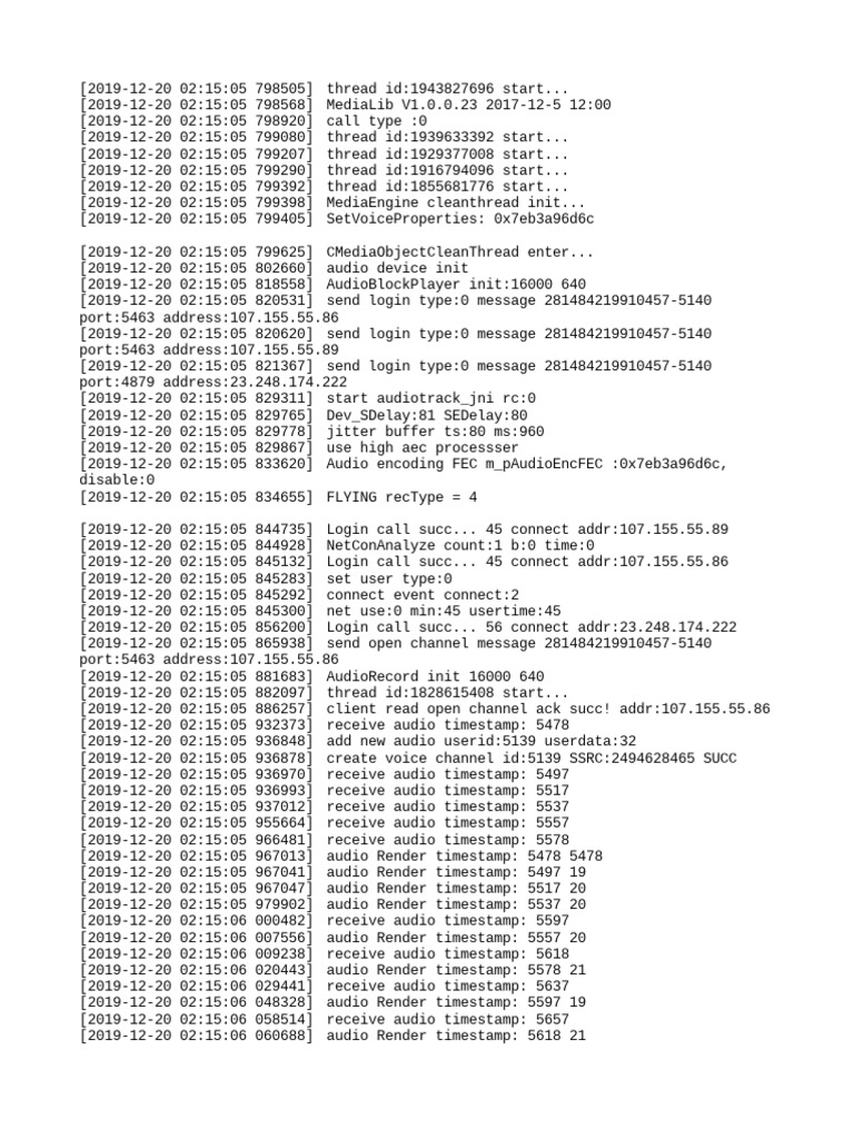 2019 12 20 - Log | PDF | Data Transmission | Digital Technology