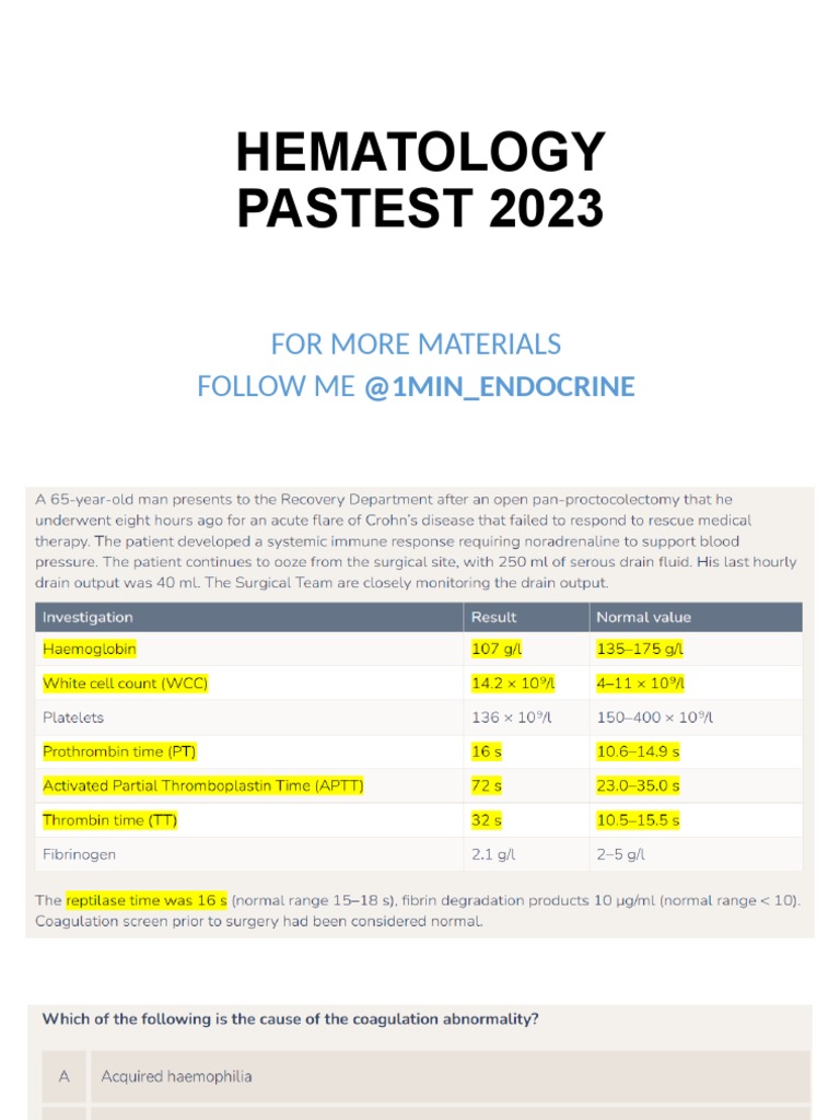 1hematology Pastest 2023 PDF | PDF