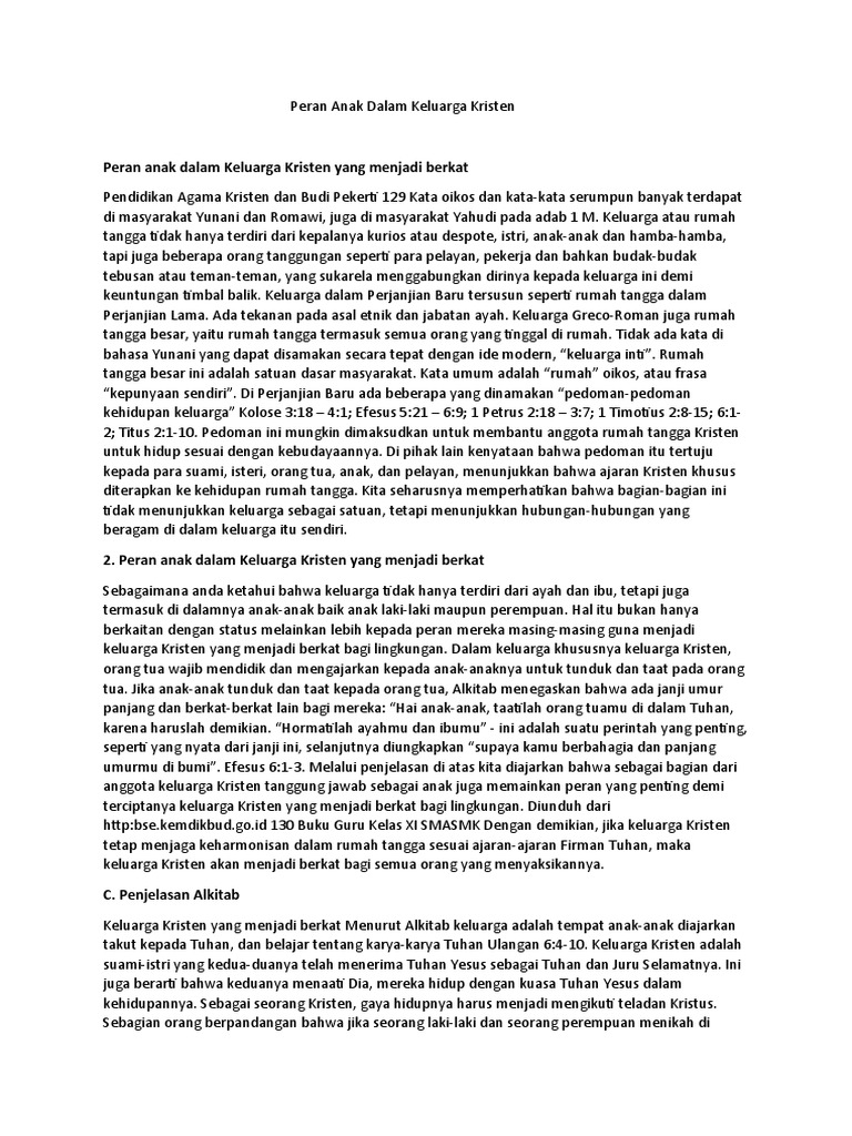 Peran Anak Dalam Keluarga Kristen Pdf