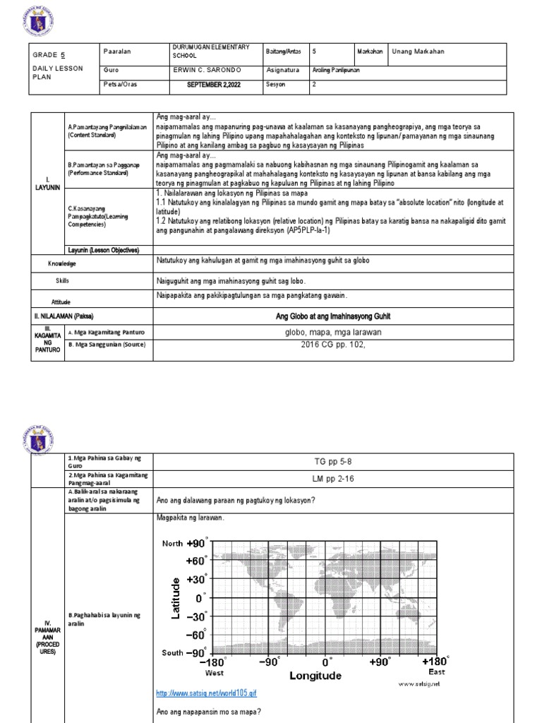 Grade 5 Daily Lesson Plan