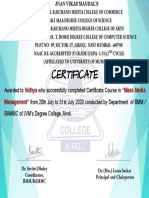 Mass Media Management Certificate