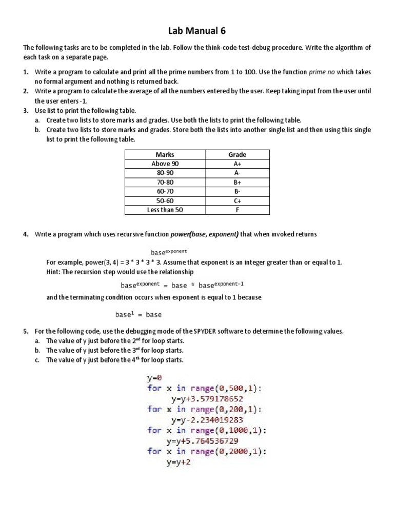 Lab Manual 6: Prime Numbers, Average Calculator, List Manipulation ...