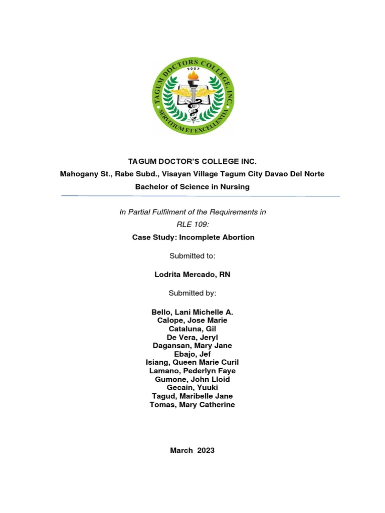 Incomplete Abortion Case Study | PDF | Miscarriage | Uterus