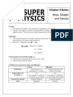 C4 Mass Weight and Density Notes
