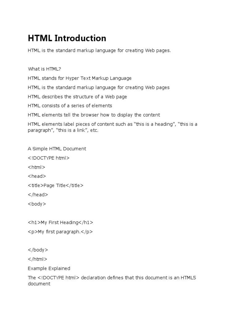 HTML Introduction | PDF