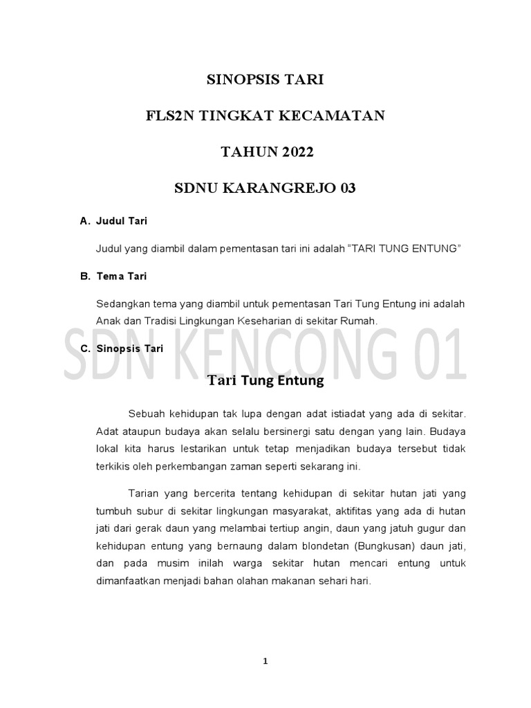 Sinopsis Tari Tung Entung 2022 | PDF