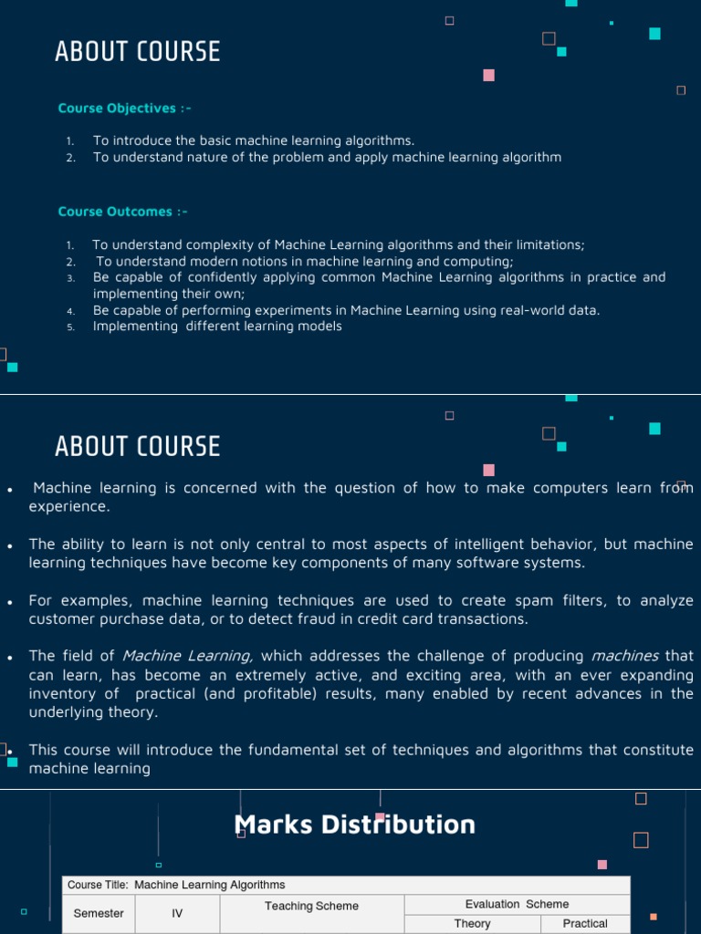 MACHINE LEARNING ALGORITHM - Unit-1-1 | PDF | Machine Learning | Cross ...