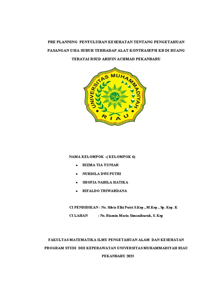 Pre Planning KB Kel 6 PDF