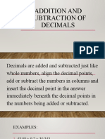 Addition and Subtraction of Decimals