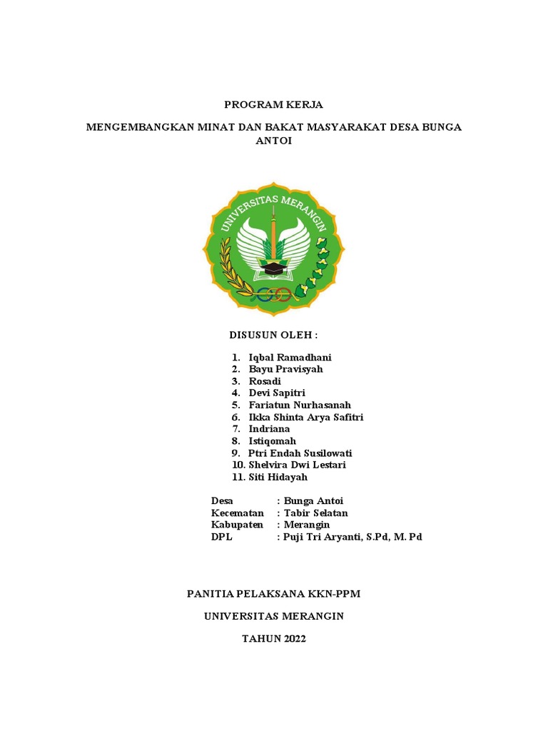 Program KKN-PPM Desa Bunga Antoi | PDF