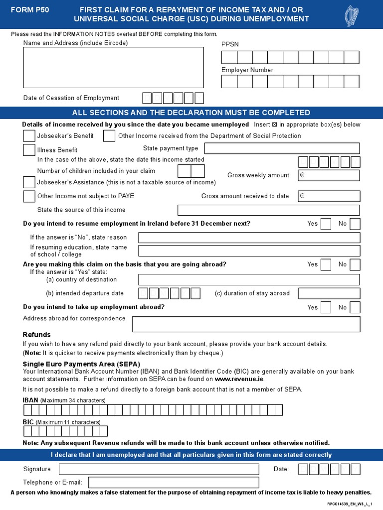 Form p50 pdf taxes income tax
