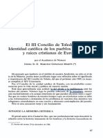 El III Concilio de Toledo. Identidad Católica de Los Pueblos de Raíces Cristianas de Europa