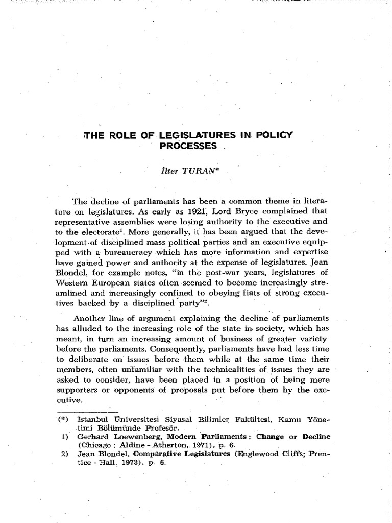 The Role of Legislatures in Policy Processes (#9085) - 8312 | PDF ...