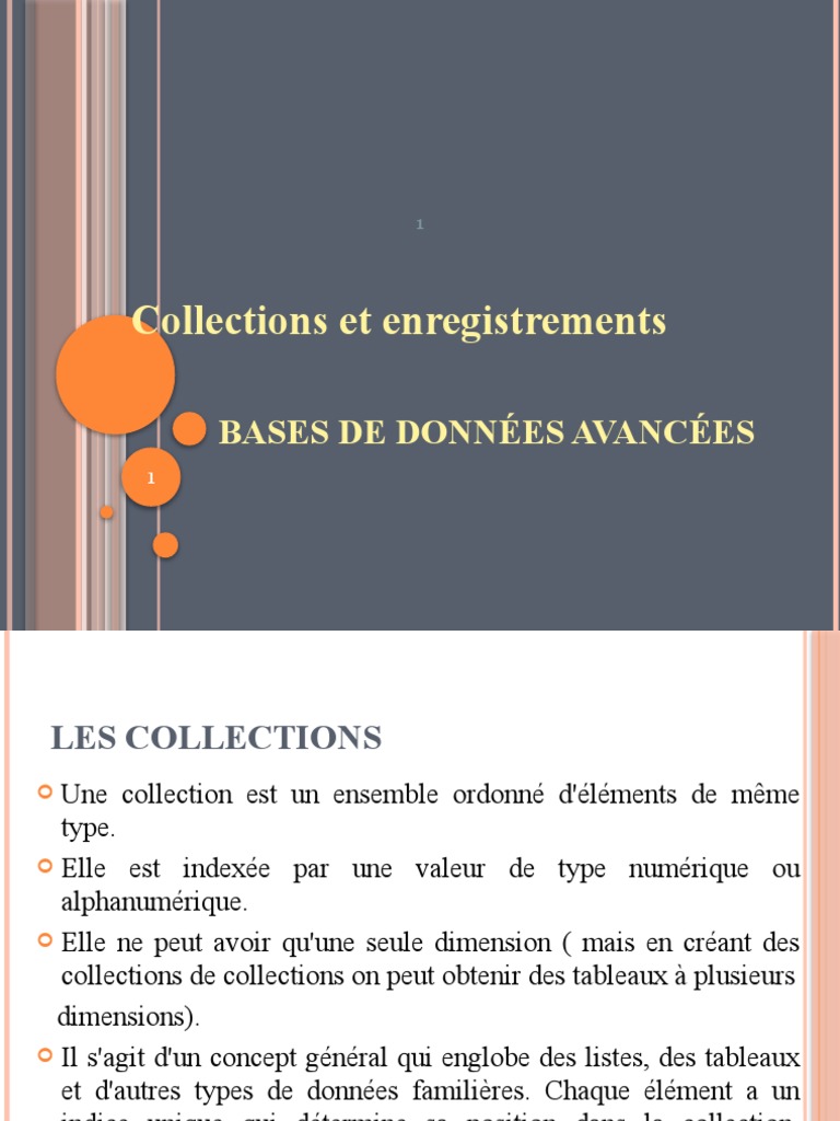 Types et gestion des collections en PL/SQL | PDF | PL/SQL | SQL