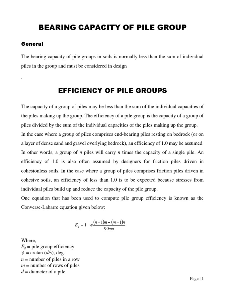 Bearing Capacity of Pile Group | PDF | Deep Foundation | Building ...