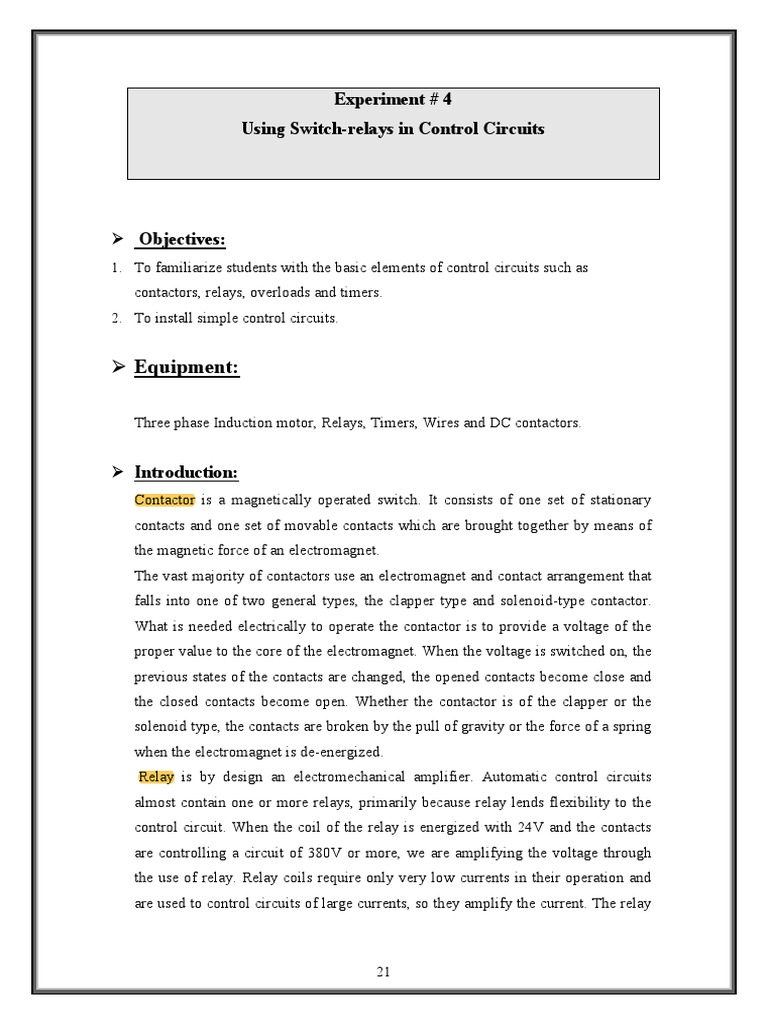 Control Circuit Basics for Students | PDF | Relay | Timer