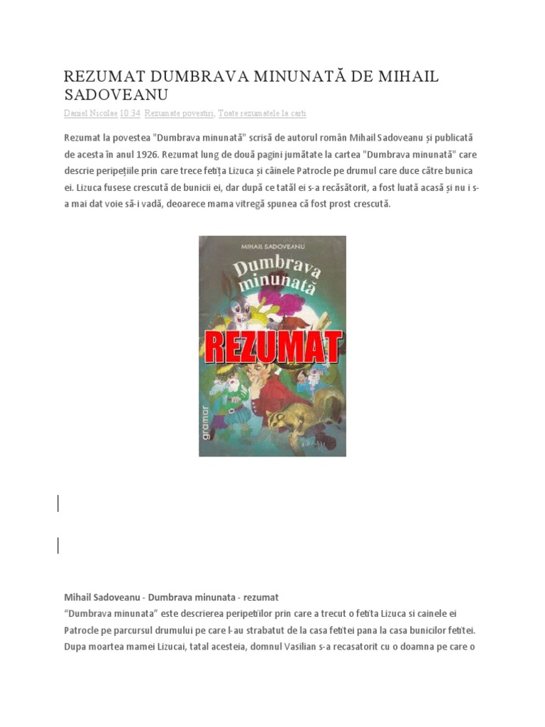 Dumbrava Minunata Rezumat Dumbrava minunata | PDF