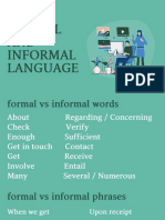 Formal and Informal Language List of Words