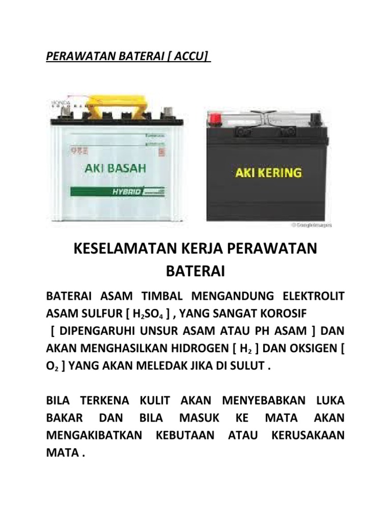 Perawatan Dan Keselamatan Baterai Pdf Teknologi Rekayasa