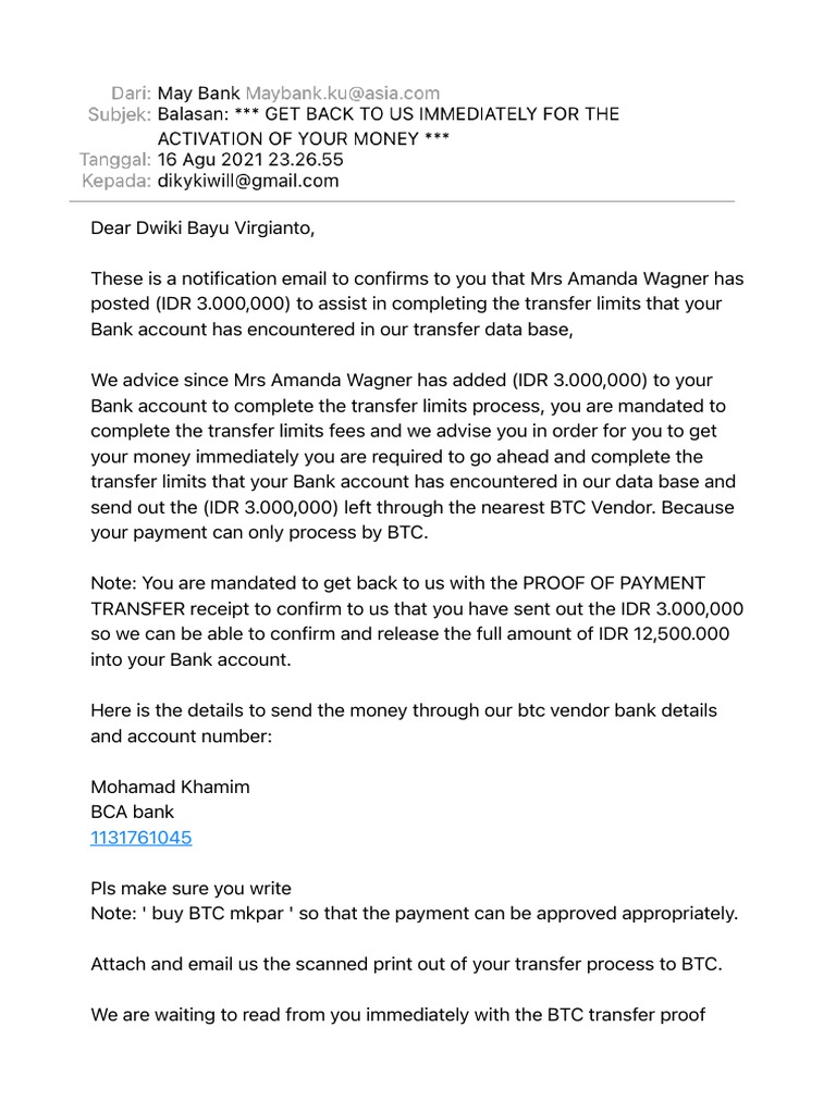 Balasan GET BACK TO US IMMEDIATELY FOR THE ACTIVATION OF YOUR MONEY PDF